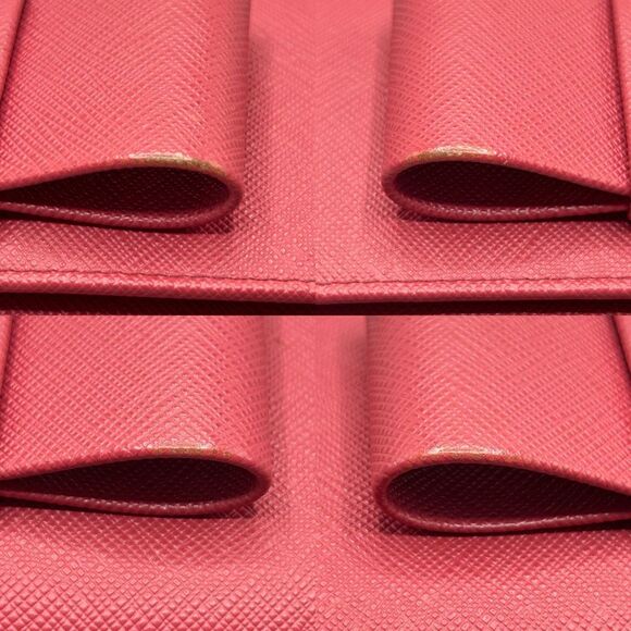 Prada Saffiano Leather Bow Continental Wallet Pink With ID Holder Bifold - Picture 16 of 16